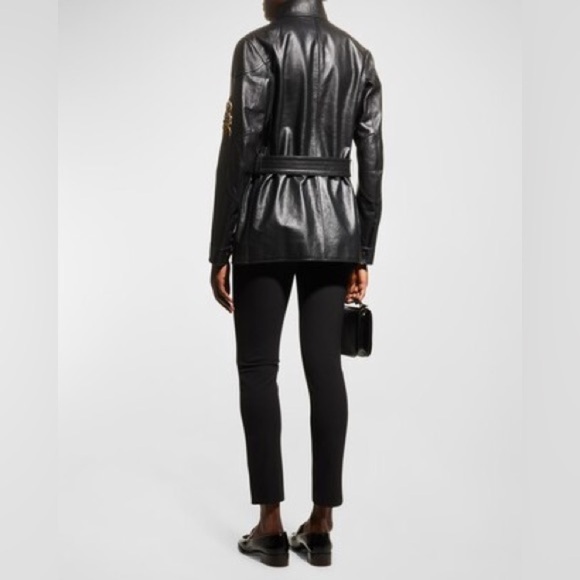 Ralph Lauren Collection Cadena Logo-Patch Belted Leather Moto Jacket - Picture 6 of 16